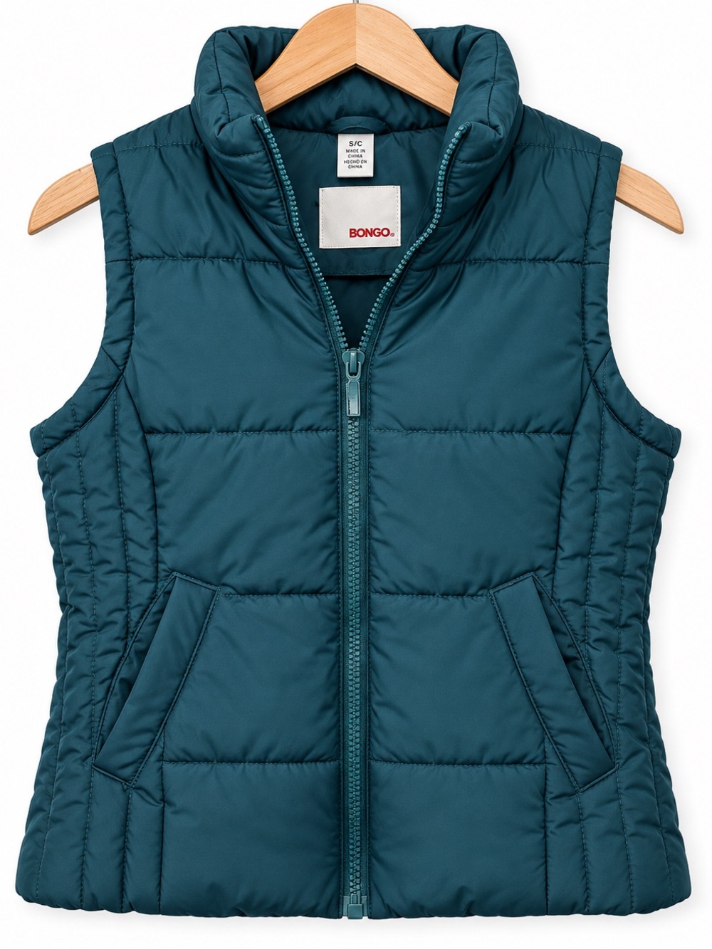 Bongo Y2K Teal Puffer Vest Full Zip Quilted Women’s Size Small